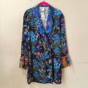 H&M Women's Blazer Dress Tropical Floral Blue Printed  Size 2 New